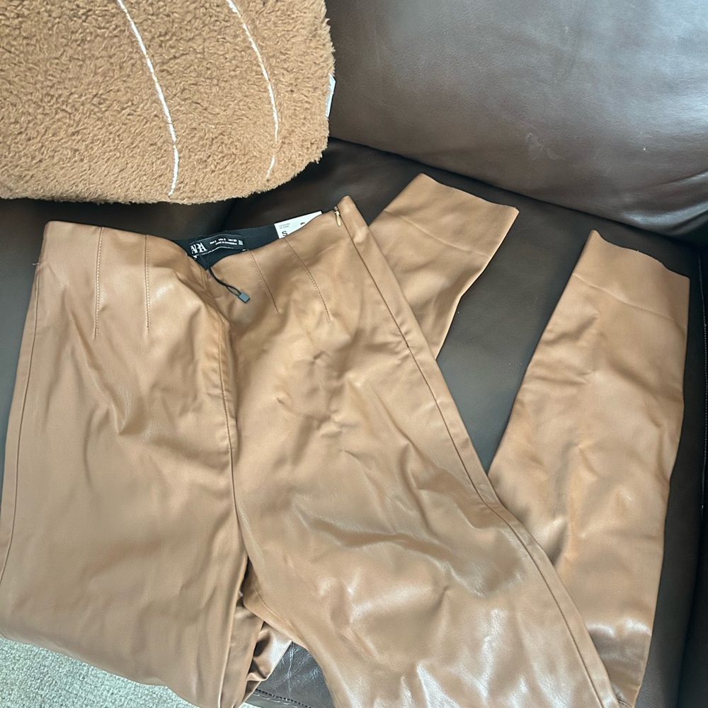 Zara Chocolate Faux Leather Leggings